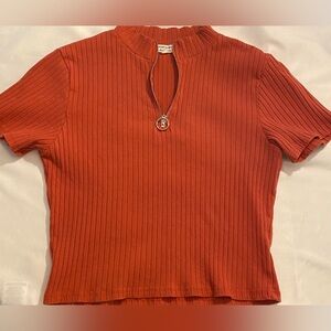 Heart & Hips Orange Collared Women’s Short Sleeve Size L